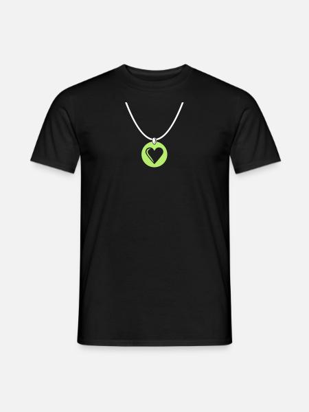 Halskette Herz - Männer T-Shirt - Schwarz
