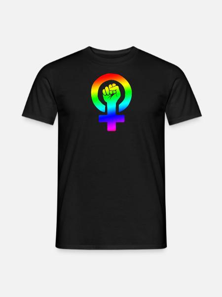 Regenbogen-feministische Faust - Männer T-Shirt - Schwarz