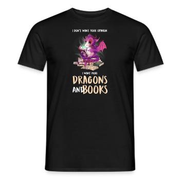 Drache Drache und Buch Drachenliebhaber Geschenk - Männer T-Shirt - Schwarz - Vorne - AI Model Male 178 light (178cm)