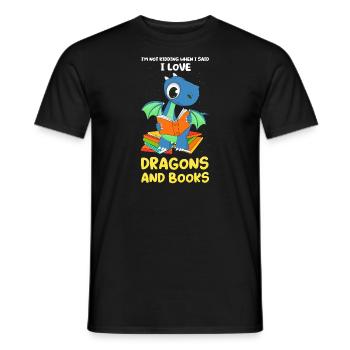 Drache Drache und Buch Drachenliebhaber Geschenk - Männer T-Shirt - Schwarz - Vorne - AI Model Male 178 light (178cm)