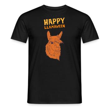 Happy Llamaween Llama Alpaca Halloween Costume - Men's T-Shirt - black - Front - AI Model Male 178 light (178cm)