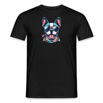 Retro Frenchie - Men's T-Shirt - black - Front - AI Model Male 178 light (178cm)