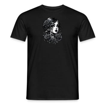 Forbidden Romance: Beauty and Roses in the Dark - Men's T-Shirt - black - Front - AI Model Male 178 light (178cm)
