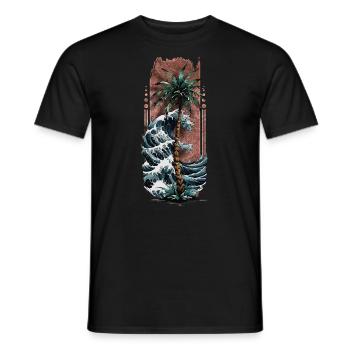 Harmonie côtière : palmier au bord de la mer - T-shirt homme - noir - Devant - AI Model Male 178 light (178cm)
