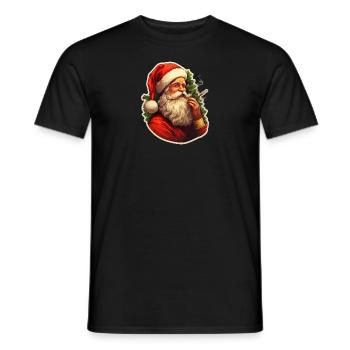 Santa Claus treats himself to a relaxing beard - Men's T-Shirt - black - Front - AI Model Male 178 light (178cm)