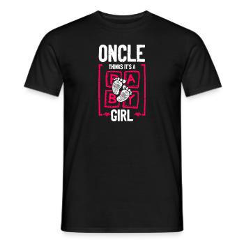 Oncle Thinks It's a Girl Gender Reveal Funny Baby - Men's T-Shirt - black - Front - AI Model Male 178 light (178cm)