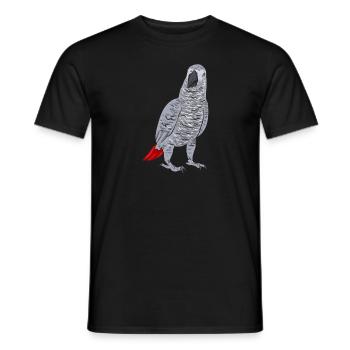 Graupapagei African Grey Parrot Papagei - Men's T-Shirt - black - Front - AI Model Male 178 light (178cm)