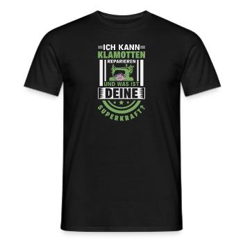 Klamotten Nähen Geschenkidee Superkraft - Männer T-Shirt - Schwarz - Vorne - AI Model Male 178 light (178cm)