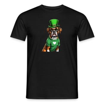 Boxer Dog St. Patrick's Day I Irish Green Hat St - Männer T-Shirt - Schwarz - Vorne - AI Model Male 178 light (178cm)
