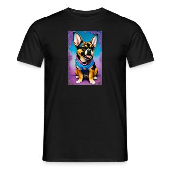 Shepard Welpe Gemälde - Männer T-Shirt - Schwarz - Vorne - AI Model Male 178 light (178cm)