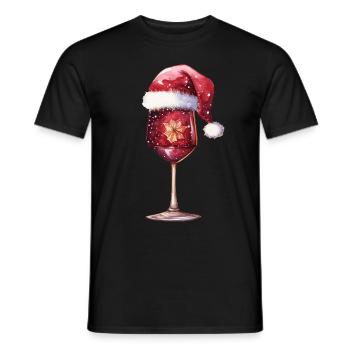 Verre à vin de Noël - T-shirt homme - noir - Devant - AI Model Male 178 light (178cm)