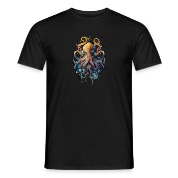 Krake Oktopus Tintenfisch Wasserfarbe Ozean Meer - Männer T-Shirt - Schwarz - Vorne - AI Model Male 178 light (178cm)