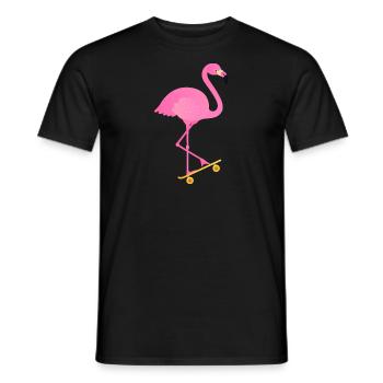 Flamingo Skate Skater Skateboard Sommer - Männer T-Shirt - Schwarz - Vorne - AI Model Male 178 light (178cm)
