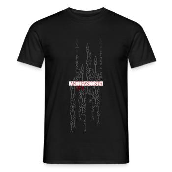 Antifascista Typo Collage rot/grau/weiß - Männer T-Shirt - Schwarz - Vorne - AI Model Male 178 light (178cm)