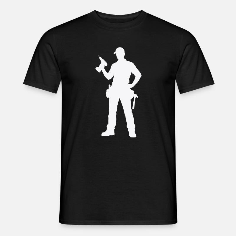Craftsman silhouette with tools - Men’s T-shirt - black