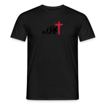 evolution mensch jesus christus glauben kreuz kreu - Männer T-Shirt - Schwarz - Vorne - AI Model Male 178 light (178cm)