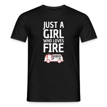 Just a girl who loves fire trucks - Men's T-Shirt - black - Front - AI Model Male 178 light (178cm)