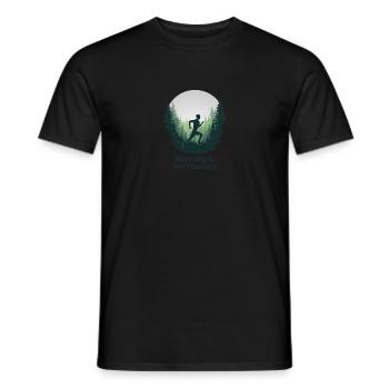La course à pied est ma thérapie – Courir dans la nature - T-shirt homme - noir - Devant - AI Model Male 178 light (178cm)