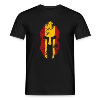 Spartan helmet with the flag of Spain - Men's T-Shirt - black - Front - AI Model Male 178 light (178cm)