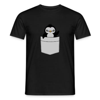 Waving Chest Pocket Penguin - Men's T-Shirt - black - Front - AI Model Male 178 light (178cm)