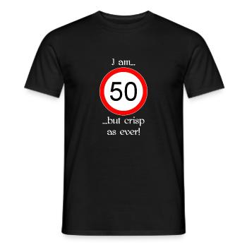 50 years but crisp script white - Männer T-Shirt - Schwarz - Vorne - AI Model Male 178 light (178cm)