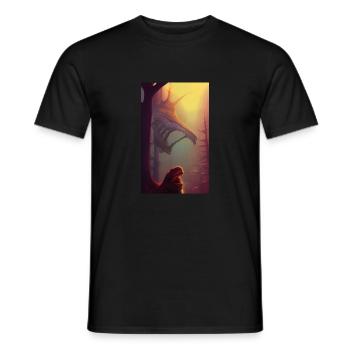 Creepy Horror Comic Alien on a strange planet land - Men's T-Shirt - black - Front - AI Model Male 178 light (178cm)