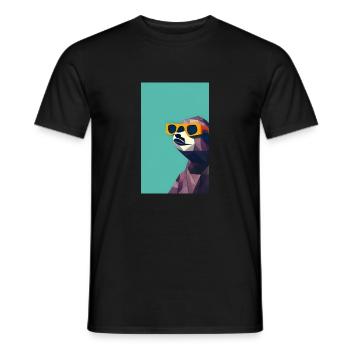 Cool Comic Portrait of a Sloth with sunglasses - Men's T-Shirt - black - Front - AI Model Male 178 light (178cm)