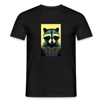 Comic Cartoon of a North American racoon - Men's T-Shirt - black - Front - AI Model Male 178 light (178cm)
