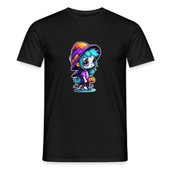 Halloween - Witch with Bat Hat - Men's T-Shirt - black - Front - AI Model Male 178 light (178cm)
