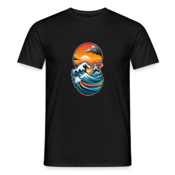 vague - été - vacances - T-shirt homme - noir - Devant - AI Model Male 178 light (178cm)