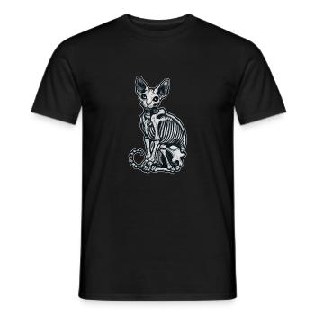 chat sphinx squelette tatouage - T-shirt homme - noir - Devant - AI Model Male 178 light (178cm)