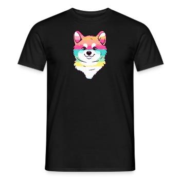 Rainbow Akita Inu Chien Chiot - T-shirt homme - noir - Devant - AI Model Male 178 light (178cm)