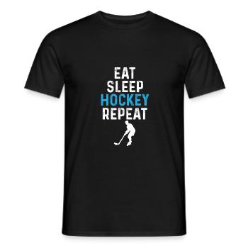 Eat sleep hockey repeat Eishockey - Männer T-Shirt - Schwarz - Vorne - AI Model Male 178 light (178cm)