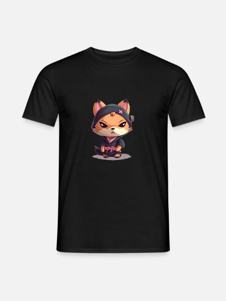 Ragazza ninja del cane giapponese Shiba Inu - T-shirt herr - svart