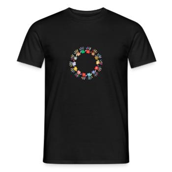 Handprint circle - Men's T-Shirt - black - Front - AI Model Male 178 light (178cm)