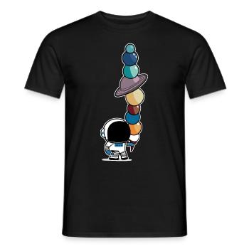 Astronaut mit Sonnensystem Planeten Eis Astronomie - Männer T-Shirt - Schwarz - Vorne - AI Model Male 178 light (178cm)