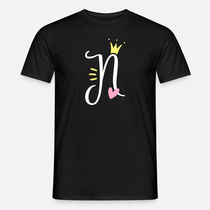 Buchstabe N Anfangsbuchstabe Krone - Männer T-Shirt - Schwarz