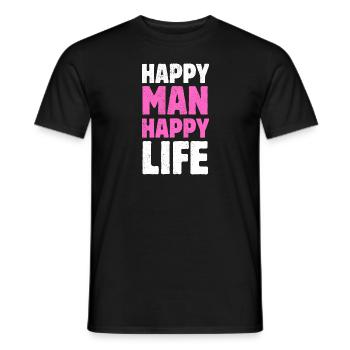 Happy Man Happy Life Husband Happy Life - Men's T-Shirt - black - Front - AI Model Male 178 light (178cm)