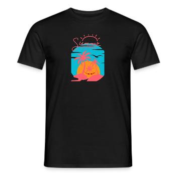 Vacances d’été - Palm Sunset Shirt - T-shirt homme - noir - Devant - AI Model Male 178 light (178cm)
