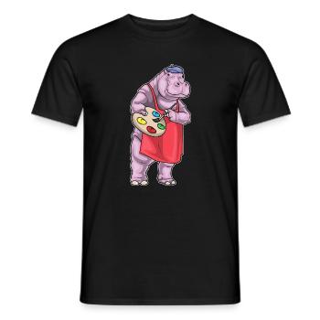 Nilpferd Maler Pinsel Malen - Männer T-Shirt - Schwarz - Vorne - AI Model Male 178 light (178cm)