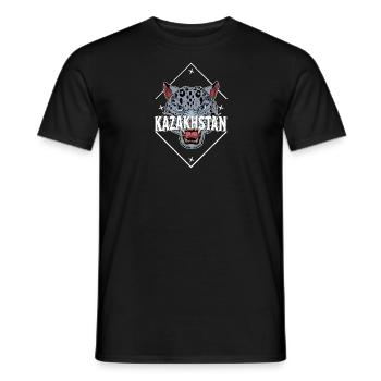 Kasachstan Souvenir Herkunft Schneeleopard - Männer T-Shirt - Schwarz - Vorne - AI Model Male 178 light (178cm)