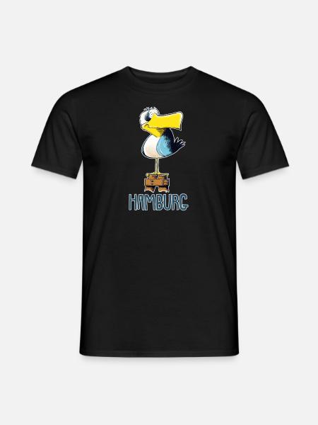 lustige Möwe Hamburg - Männer T-Shirt - Schwarz