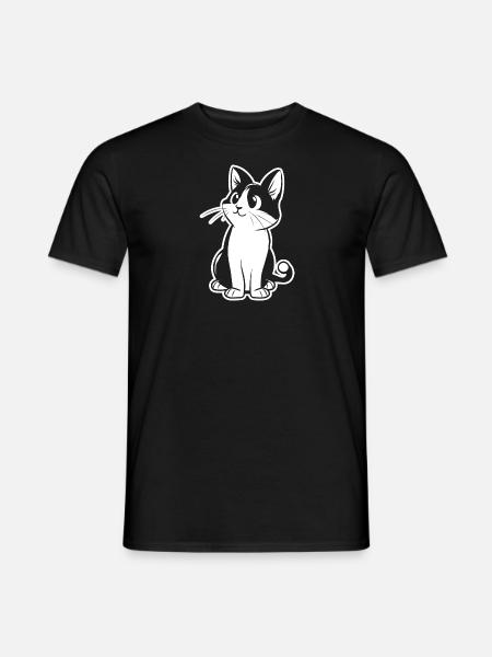 Katzendame Katzenfreund Katzengesicht - Männer T-Shirt - Schwarz
