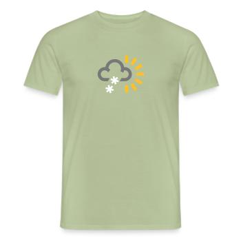 icône symbole météo nuage gris neige et soleil - T-shirt homme - vert sauge - Devant - AI Model Male 178 light (178cm)