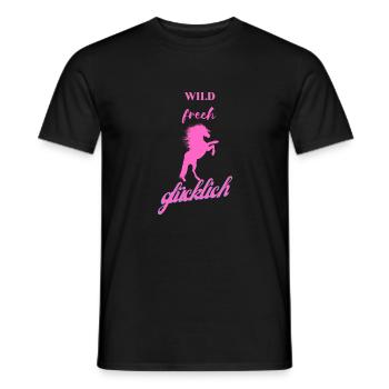 wild cheeky happy - Men's T-Shirt - black - Front - AI Model Male 178 light (178cm)