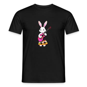 Mignon lapin romantique avec guitare - T-shirt homme - noir - Devant - AI Model Male 178 light (178cm)