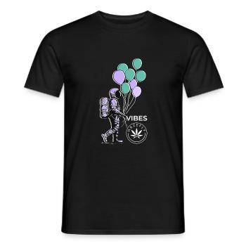 GALACTIC JOURNEY WITH COLORED BALLOONS - Men's T-Shirt - black - Front - AI Model Male 178 light (178cm)
