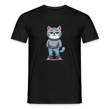Drôle Chat Réfrigéré Amour Chats - T-shirt homme - noir - Devant - AI Model Male 178 light (178cm)