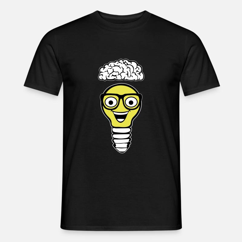 Nerd lightbulb and brain - Men's T-shirt - black