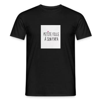 Petite fille à son papa - T-shirt homme - noir - Devant - AI Model Male 178 light (178cm)